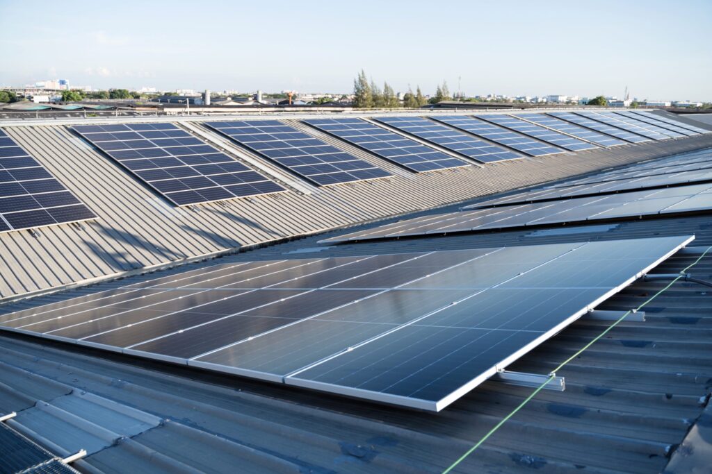 Solar panels on roof